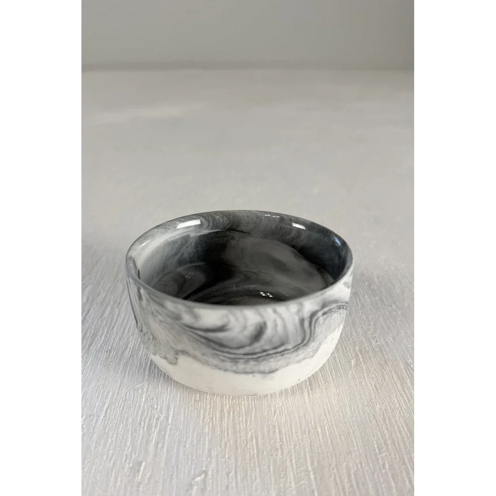 CB2 Swirl Black & White Mini Bowl Side Sauce Cup By Jennifer Fisher Marble Look